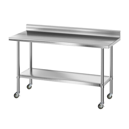 Cefito Stainless Steel Kitchen Bench w/ Splashback 1500x600MM 430