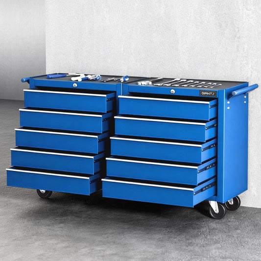 Giantz Tool Chest Trolley 10 Drawers Toolbox Storage Blue