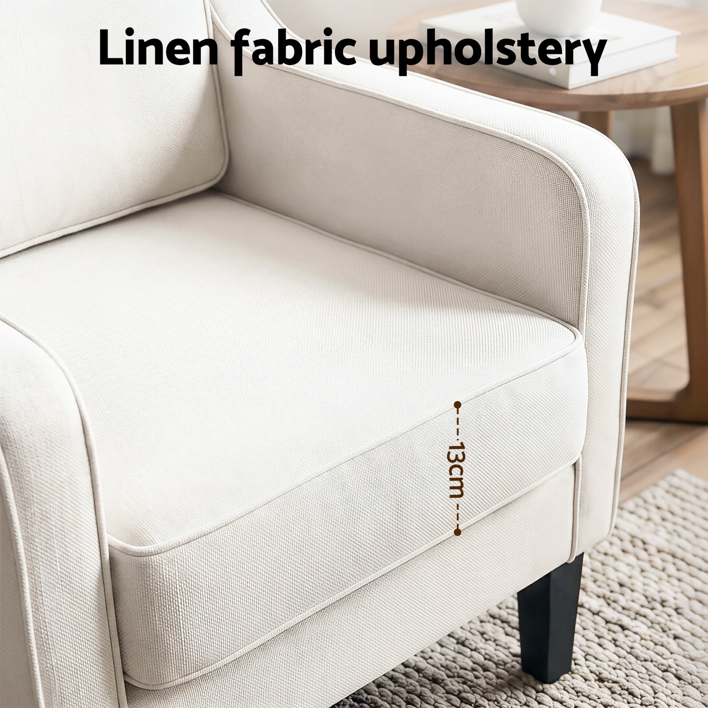 Artiss Armchair Lounge Accent Chair Linen Fabric Beige