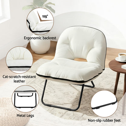Artiss Foldable Chair 2-In-1 Armchair Lounge Chair Portable White