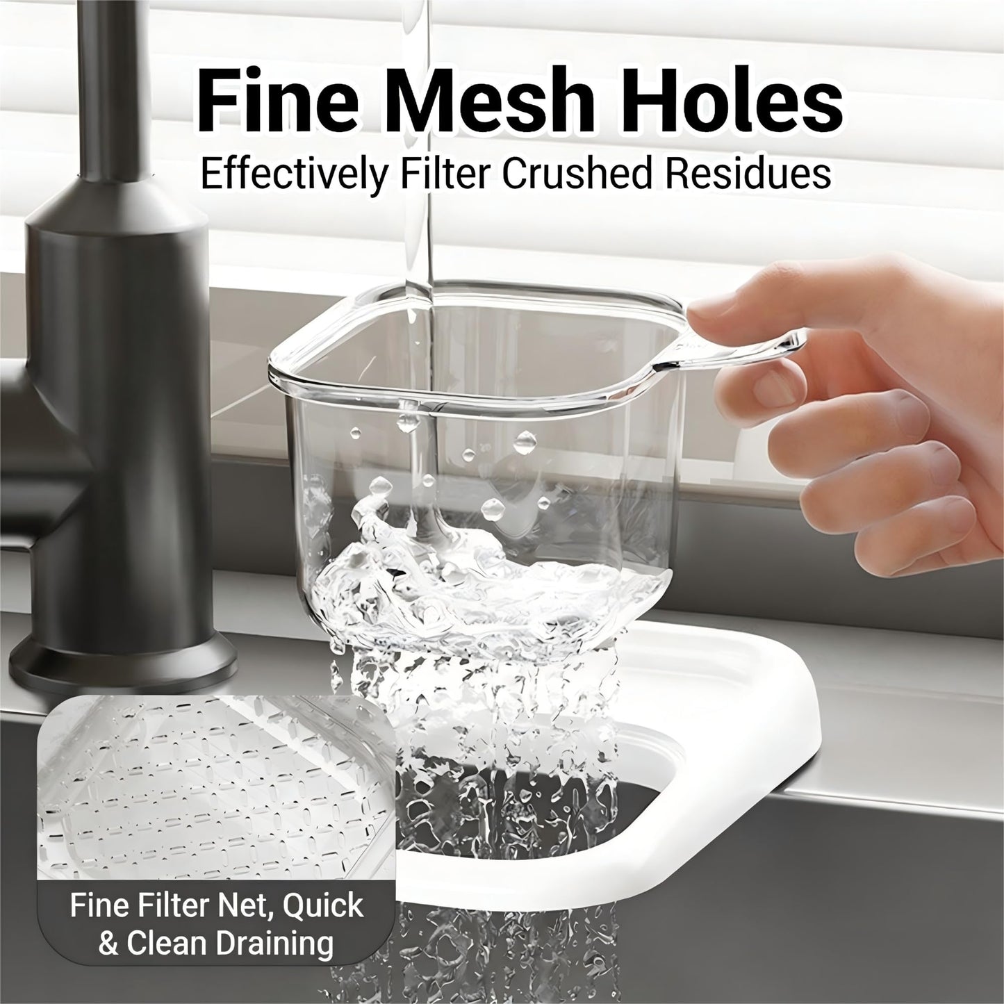 2-Pack Kitchen Sink Drain Basket – White Suction Mount Strainer for Food Waste, Tea Leaves & Vegetables – Space-Saving Filter with Top Storage (White)