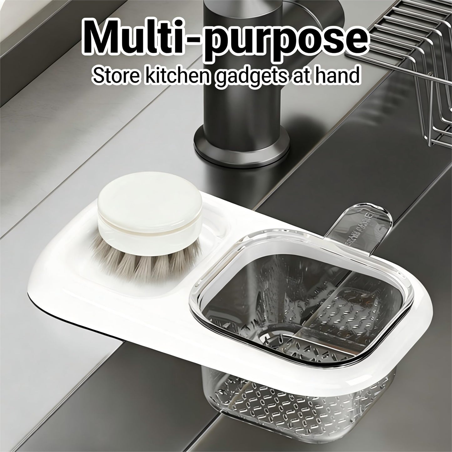 2-Pack Kitchen Sink Drain Basket – White Suction Mount Strainer for Food Waste, Tea Leaves & Vegetables – Space-Saving Filter with Top Storage (White)