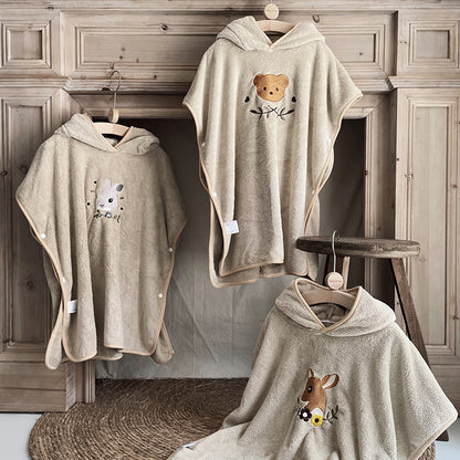 Ultra-Soft Hooded Bath Towel for Kids – Coral Fleece Poncho with Charming Animal Design, Quick-Dry Absorbent Robe for Bath, Pool, Beach (Bunny)