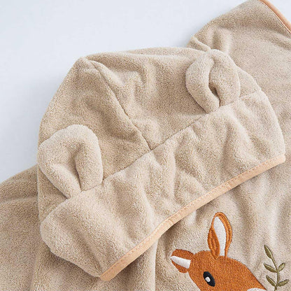Ultra-Soft Hooded Bath Towel for Kids – Coral Fleece Poncho with Charming Animal Design, Quick-Dry Absorbent Robe for Bath, Pool, Beach (Bunny)