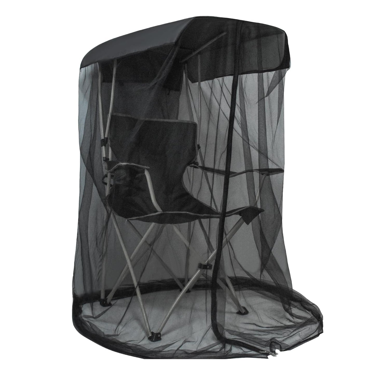 Outdoor Mosquito Net Chair Cover with Canopy – UV & Waterproof, Zippered Entry, Breathable Mesh Tent for Camping, Fishing, Beach Use (Black)