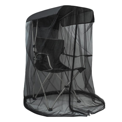 Outdoor Mosquito Net Chair Cover with Canopy – UV & Waterproof, Zippered Entry, Breathable Mesh Tent for Camping, Fishing, Beach Use (Black)