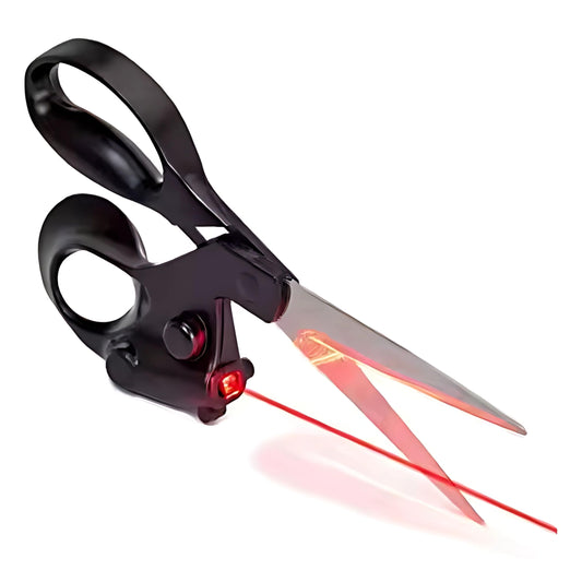 Professional Laser Guided Sewing Scissors for Home Craft Wrapping Gift Fabric Sewing Cut Straight Fast for Fabric Paper Crafts | Upgraded Ergonomic Handle (Black)