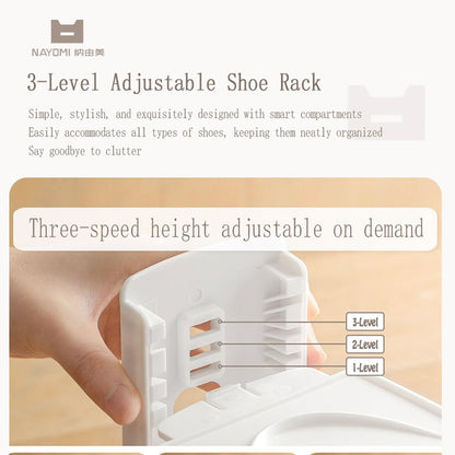 Adjustable Shoe Rack Organizer, 10-Pack Stackable Shoe Shelf for Closet Storage – Space-Saving Double Layer Shoe Holder with 3-Level Height Adjustment (White)