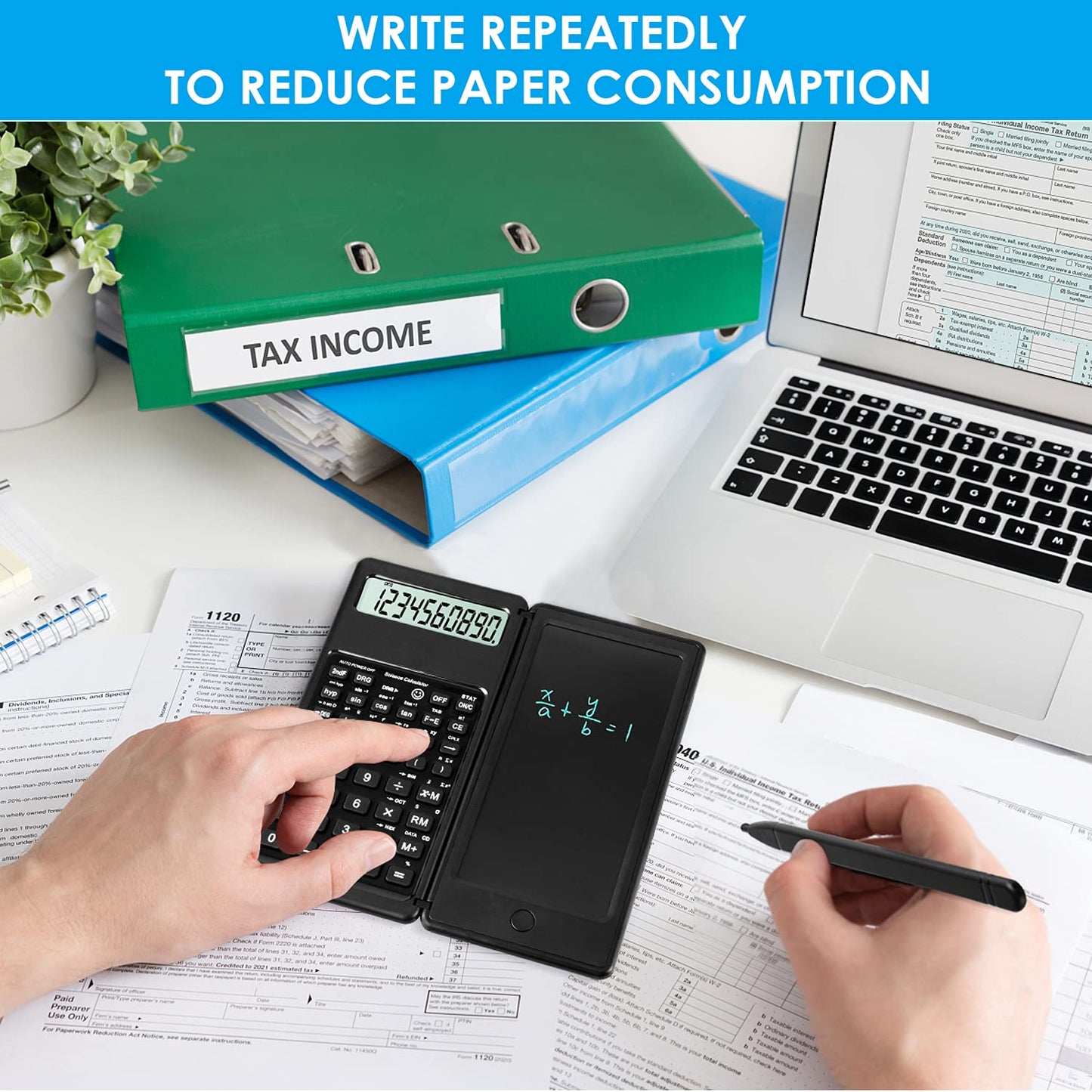 Student Scientific Calculator with Notepad – 10-Digit LCD Screen, Built-In Writing Pad & Stylus, Portable Math Tool for School, Office & Home Use, Ideal for High School, College & Professionals (Black)