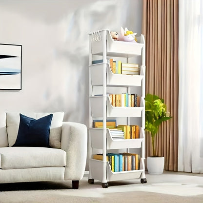 Mobile Bookshelf Office Cart (5-Tier)