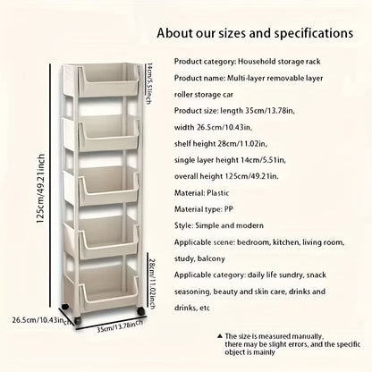 Mobile Bookshelf Office Cart (5-Tier)