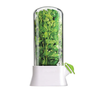 Herb Keeper | Extends freshness up to 3 weeks | Hydroponic Herb/Cilantro Preservation Jar - Kitchen Herb Vase with Drainage Valve（Green）