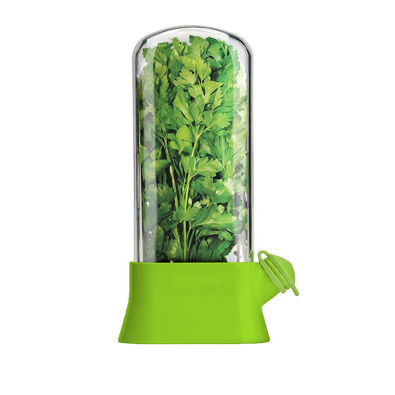 Herb Keeper | Extends freshness up to 3 weeks | Hydroponic Herb/Cilantro Preservation Jar - Kitchen Herb Vase with Drainage Valve（Green）