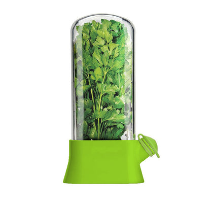 Herb Keeper | Extends freshness up to 3 weeks | Hydroponic Herb/Cilantro Preservation Jar - Kitchen Herb Vase with Drainage Valve（Green）