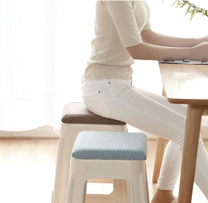 Square bar stool cushion with ties, breathable and non-slip square chair pad, 28*28*3.5 cm memory foam children's stool cushion (Mustard Green)