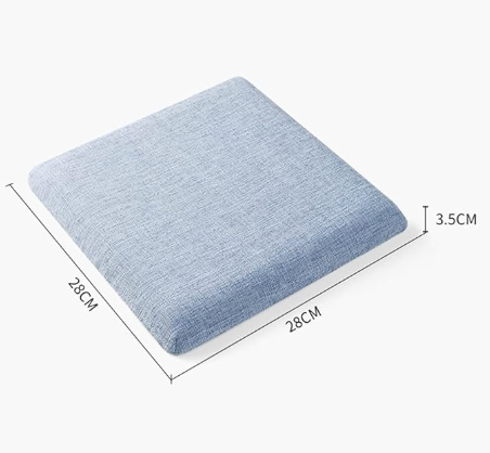 Square bar stool cushion with ties, breathable and non-slip square chair pad, 28*28*3.5 cm memory foam children's stool cushion (Mustard Green)