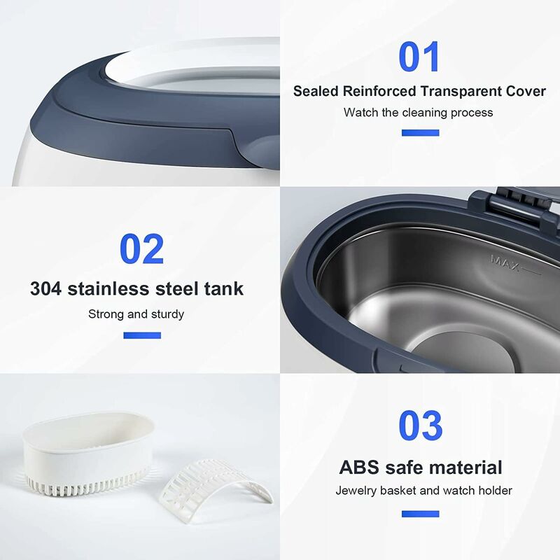 Ultrasonic Cleaner 600Ml Household Cleaning Device With Cleaning Basket And Automatic Holder For Cleaning