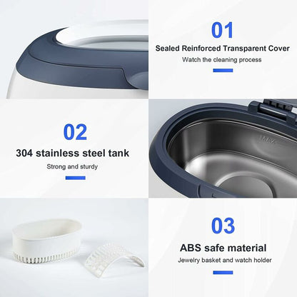 Ultrasonic Cleaner 600Ml Household Cleaning Device With Cleaning Basket And Automatic Holder For Cleaning
