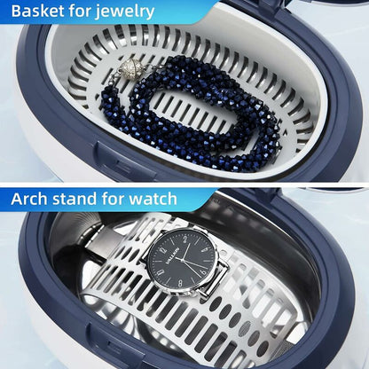 Ultrasonic Cleaner 600Ml Household Cleaning Device With Cleaning Basket And Automatic Holder For Cleaning