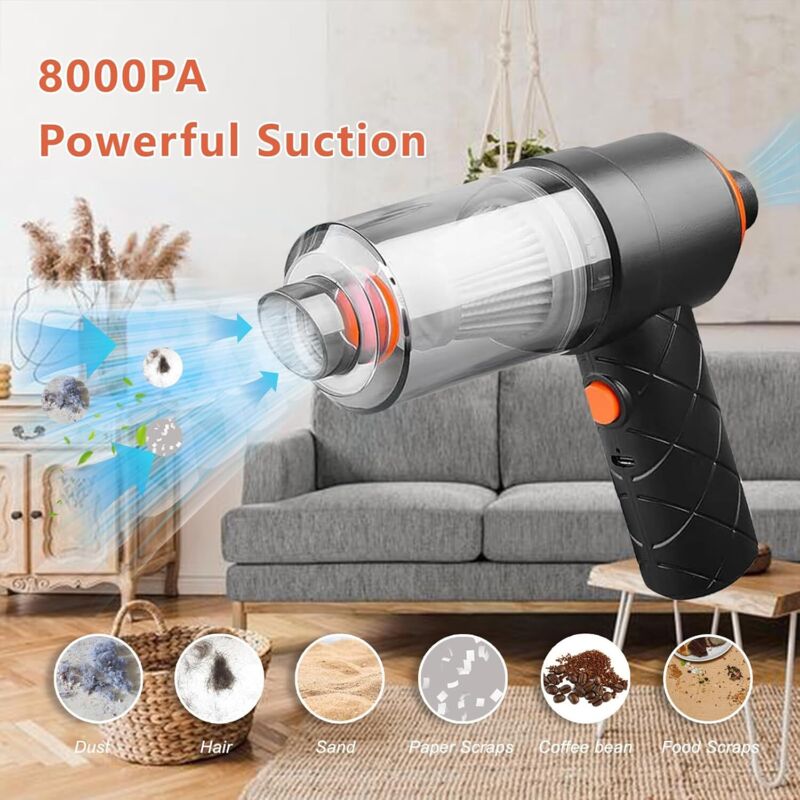 Cordless Handheld Vacuum Cleaner, 8000Pa Car Vacuum Cleaner, 2 In 1 Mini Handheld Vacuum Cleaner Car Vacuum Cleaner For