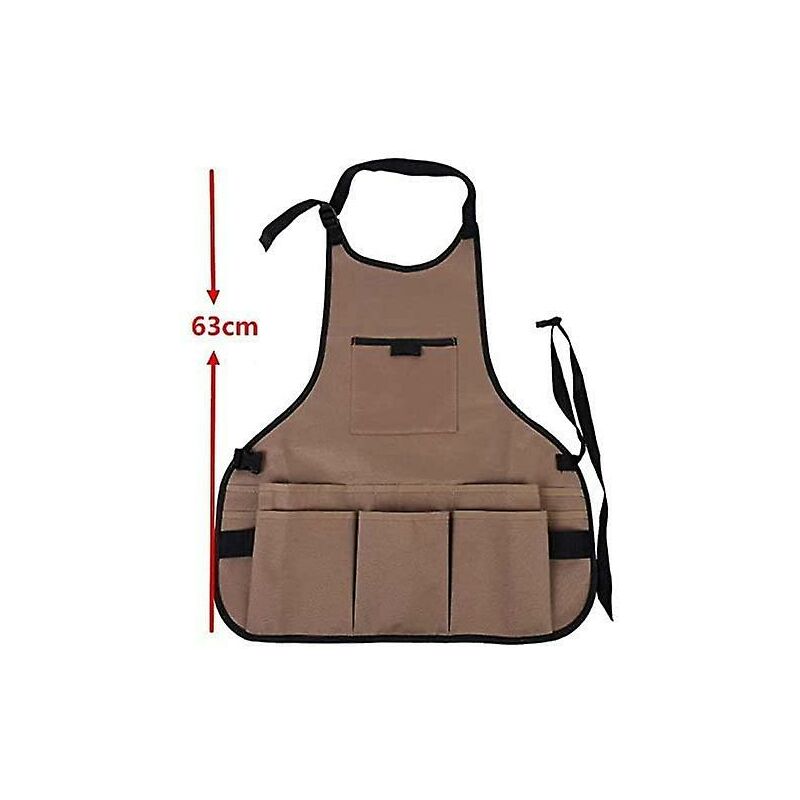 Women'S Gardening Apron With 14 Pockets 600D Oxford Work Apron Adjustable Protective Apron For Gardening Tools (Brown)