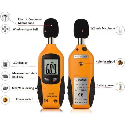 Sound Level Meter 40-130Dba, Professional Decibel Meter With Backlit Display (9V Battery Included)