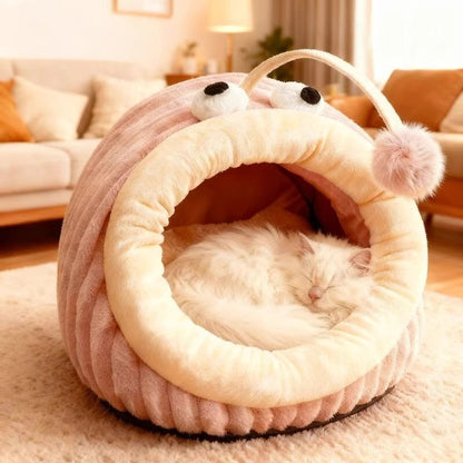 Cat Bed - Cave Cat Basket - Calming and Anxiety Relieving - Lantern Fish Shape - Pink（M：55*40*31cm）