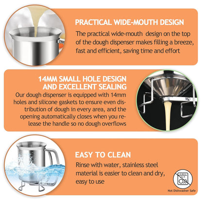 Batter Pourer - 900 ml With Squeeze Lever - Kitchen Aid For Cake And Pie