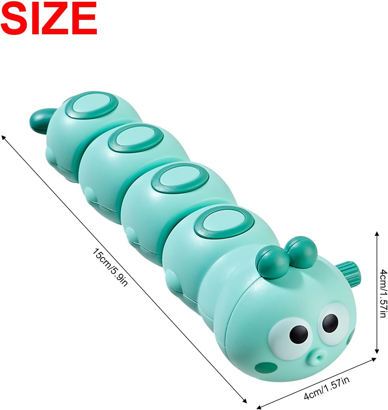 Educational Toys 2-6 Years – Wind-Up Toys – Sensory Toys – Clockwork Wind Up Caterpillar Toy for 2+ Year Old Boys and Girls – Fun Movement and Learning Game – 2 Pieces – Green