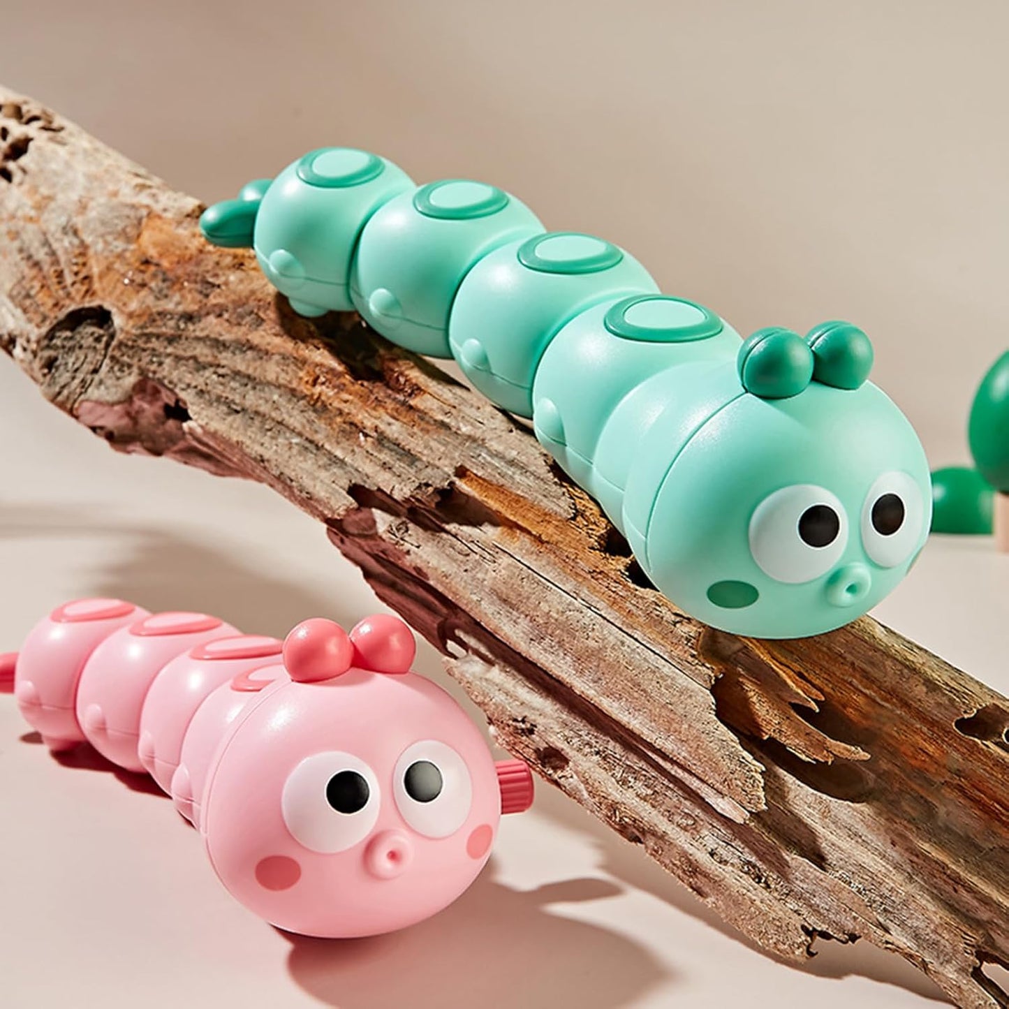 Educational Toys 2-6 Years – Wind-Up Toys – Sensory Toys – Clockwork Wind Up Caterpillar Toy for 2+ Year Old Boys and Girls – Fun Movement and Learning Game – 2 Pieces – Green