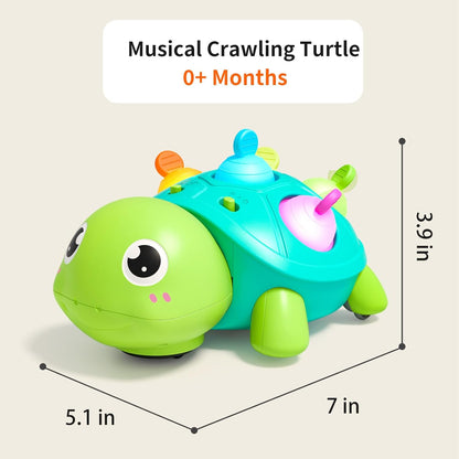 Educational Toys 0-5 Years – Baby Night Light – Baby Crawling Musical Turtle – Lights and Music for Fine Motor Skills and Sleep Guidance – 2-in-1 Play and Sleep Mode – Obstacle Avoidance – BPA Free and Teether Friendly