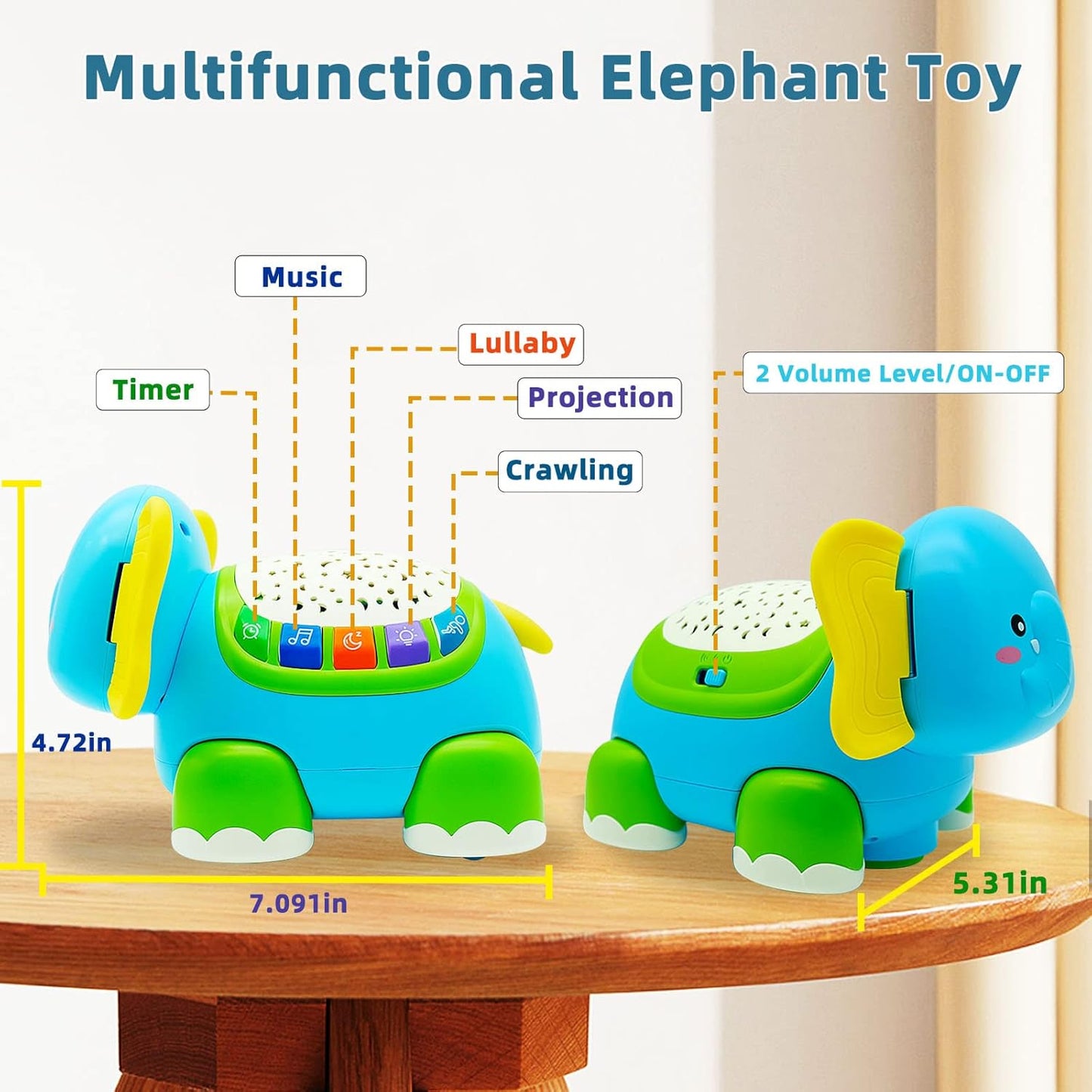 Baby Toys - Educational Toys for Babies 1-5 Years - Baby Crawling Toy with Light & Sound - Automatic Obstacle Avoidance - with Remote Control for Babies and Toddlers 7-24 Months - Suitable for Boys and Girls