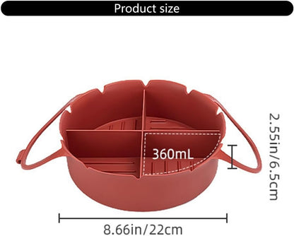 Airfryer Baking Tray – Airfryer Accessories – Silicone Airfryer Basket Liner with Four-Compartment Divider – Oven Safe Grilling Mats – Silicone Airfryer Bowl for Baking & Cooking – Black – 1 Piece