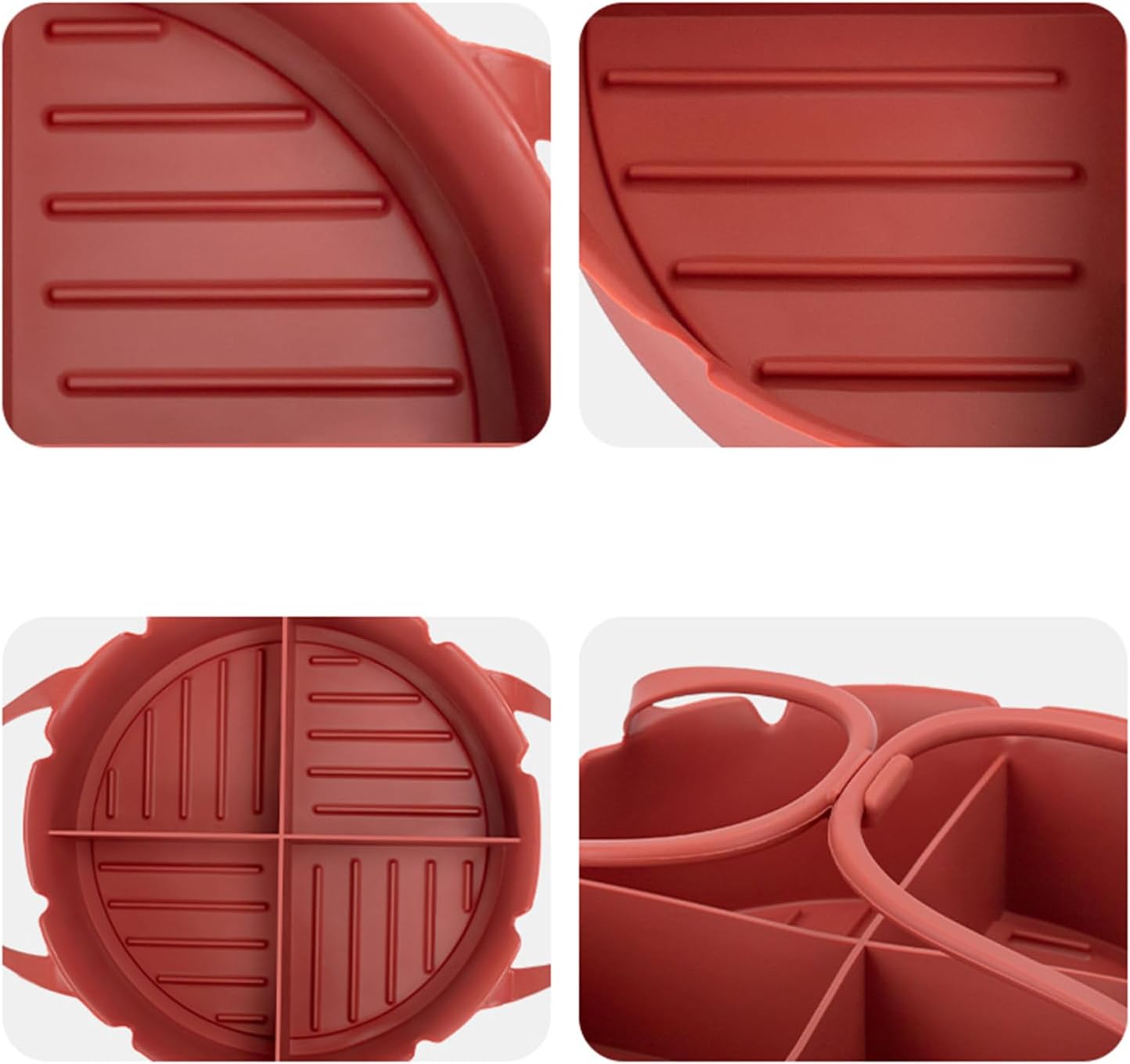 Airfryer Baking Tray – Airfryer Accessories – Silicone Airfryer Basket Liner with Four-Compartment Divider – Oven Safe Grilling Mats – Silicone Airfryer Bowl for Baking & Cooking – Black – 1 Piece