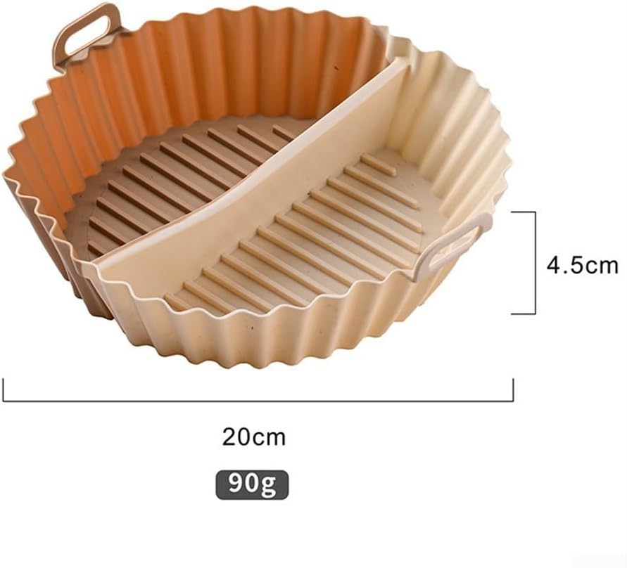 Airfryer baking tray – Airfryer accessories – Round Silicone Baking Tray with Division – Non-Stick Heat-resistant Baking Pan for Oven & Airfryer – Suitable for Cakes, Cookies & Muffins – 20×20×4.5 cm – Off White – 2 pieces