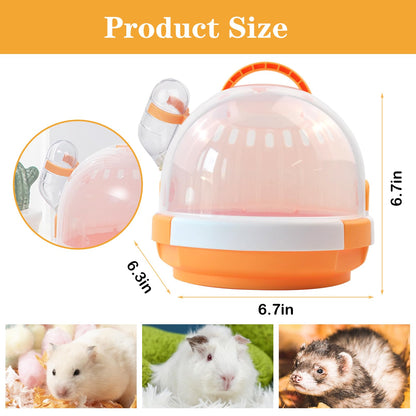 Hamster Cage - Rodent Transport Box - Hamster Cage - Travel Basket - Transport Box - Mouse Cage - Dwarf Hamster - With Drinking Bottle - Gerbil - Guinea Pig - Rat Cage - Portable Cage - Pet Supplies - Orange - 1 Piece