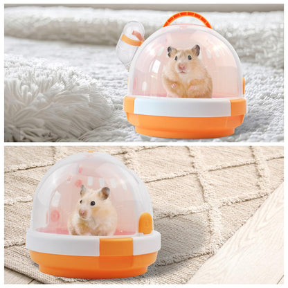 Hamster Cage - Rodent Transport Box - Hamster Cage - Travel Basket - Transport Box - Mouse Cage - Dwarf Hamster - With Drinking Bottle - Gerbil - Guinea Pig - Rat Cage - Portable Cage - Pet Supplies - Orange - 1 Piece
