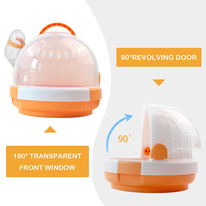 Hamster Cage - Rodent Transport Box - Hamster Cage - Travel Basket - Transport Box - Mouse Cage - Dwarf Hamster - With Drinking Bottle - Gerbil - Guinea Pig - Rat Cage - Portable Cage - Pet Supplies - Orange - 1 Piece