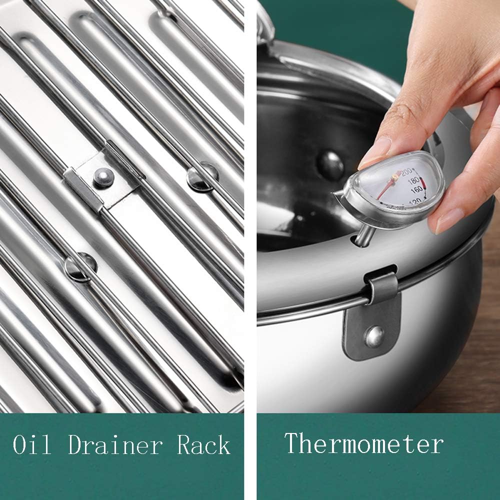 Deep fryer - Tempura pan - 24 cm - Stainless steel pan - Kitchen accessories - Japanese deep fryer - Induction deep fryer - Deep fryer - Cooking pot - Stainless steel pan - Large deep fryer - Kitchen utensils - Household - Silver - 1 piece