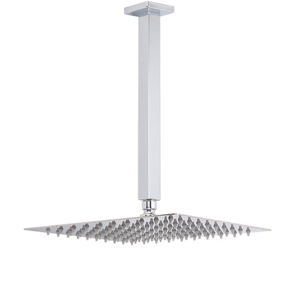 WELS 12" Rainfall Shower Head 300mm Ceiling Dropper Extension Arm Chrome Square Set