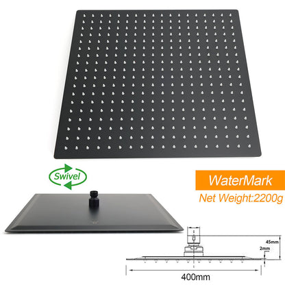 Matt Black Dual Shower Set 16" Rainfall Head 3 Modes Handheld Silding Rail Combo Twin Taps