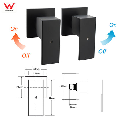 Matt Black Dual Shower Set 16" Rainfall Head 3 Modes Handheld Silding Rail Combo Twin Taps