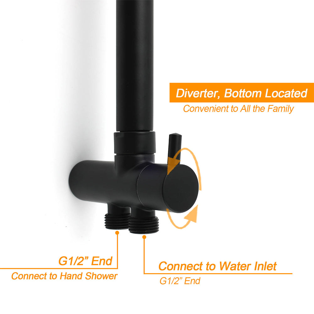WELS Matt Black Dual Shower Large 12" Square Head Handheld Adjustable Silding Rail Set