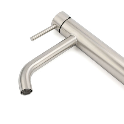 Brushed Nickel Tall Kitchen Laundry Basin Mixer Vanity Curve Sink Faucet Tap Set