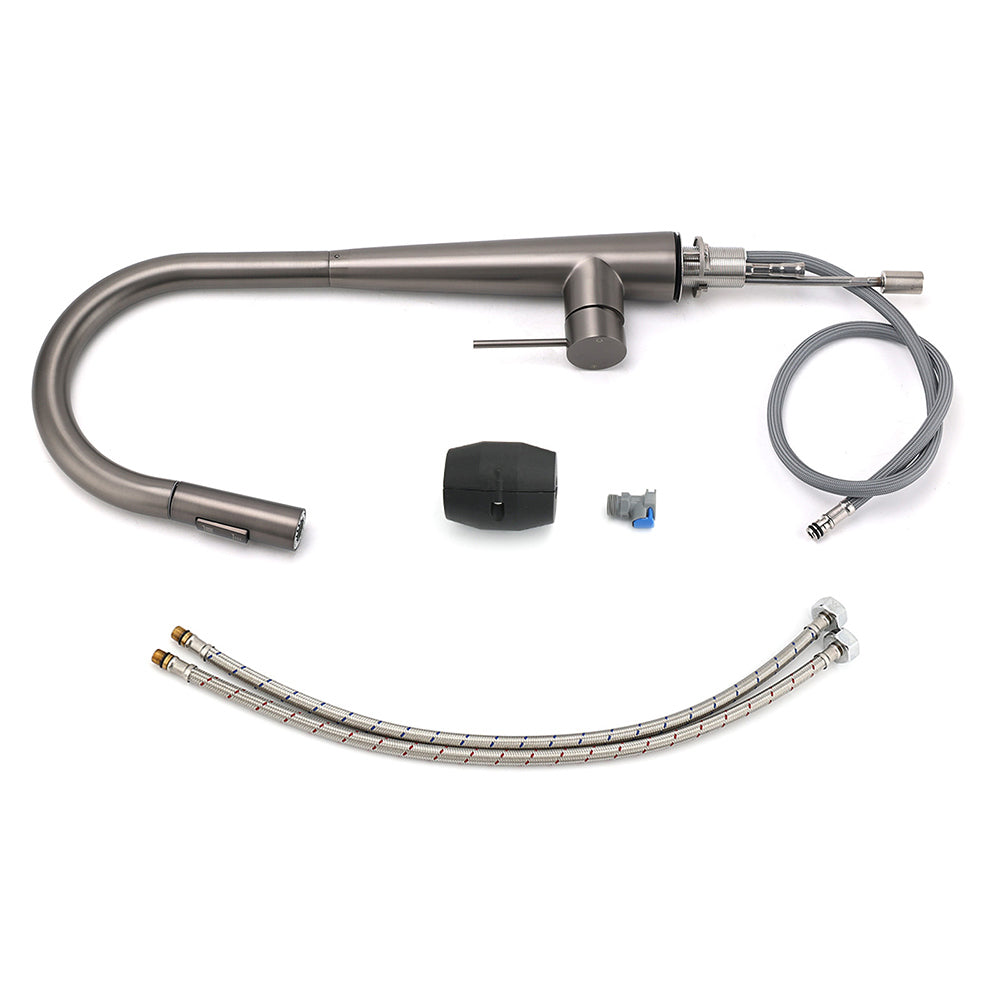 WELS Gun Metal Pull Out 2 Modes Spray Spout Kitchen Sink Tap Basin Faucet Mixer