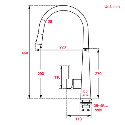WELS Gun Metal Pull Out 2 Modes Spray Spout Kitchen Sink Tap Basin Faucet Mixer