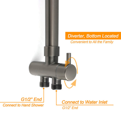 Gun Metal Round Shower 2in1 Set 10" Rain Head 3 Modes Handheld Sliding Rail Small Face Mixer