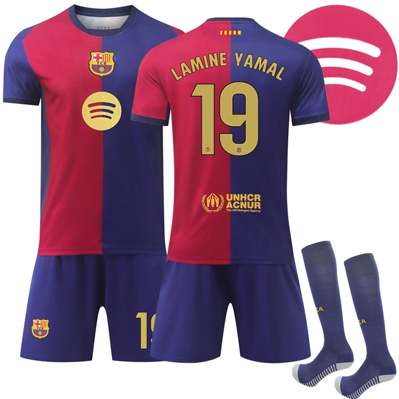 Barcelona Home Football Shirt for Kids 2024-2025 No. 19 Yamal - Perfect 22