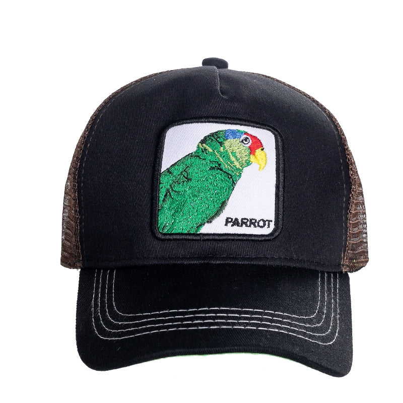 Mesh Animal Embroidery Cap Snapback Parrot Black Green - Perfect parrot black green