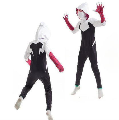 Girls Ghost Spider Stacy Gwen Cosplay Halloween Costume Jumpsuit Masquerade White Black Stacy White Black Stacy 7-8 Years